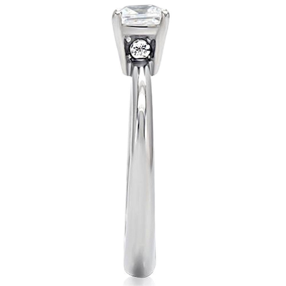 Women's Princess Cut Solitaire CZ Band Ring Set - Picture 6 of 8